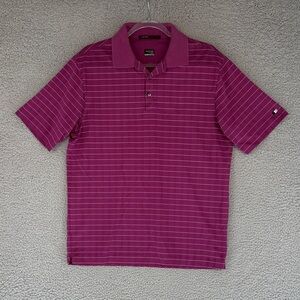 Tiger Woods Collection Nike short sleeve golf shirt men’s medium Magenta Stripes